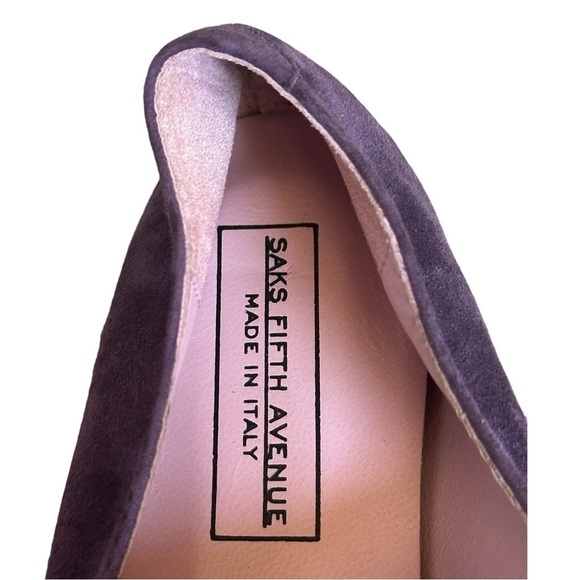 Saks Fifth Avenue Soft Plum Purple Suede Loafer Flats Size 9.5 NWT Leather - Picture 7 of 8